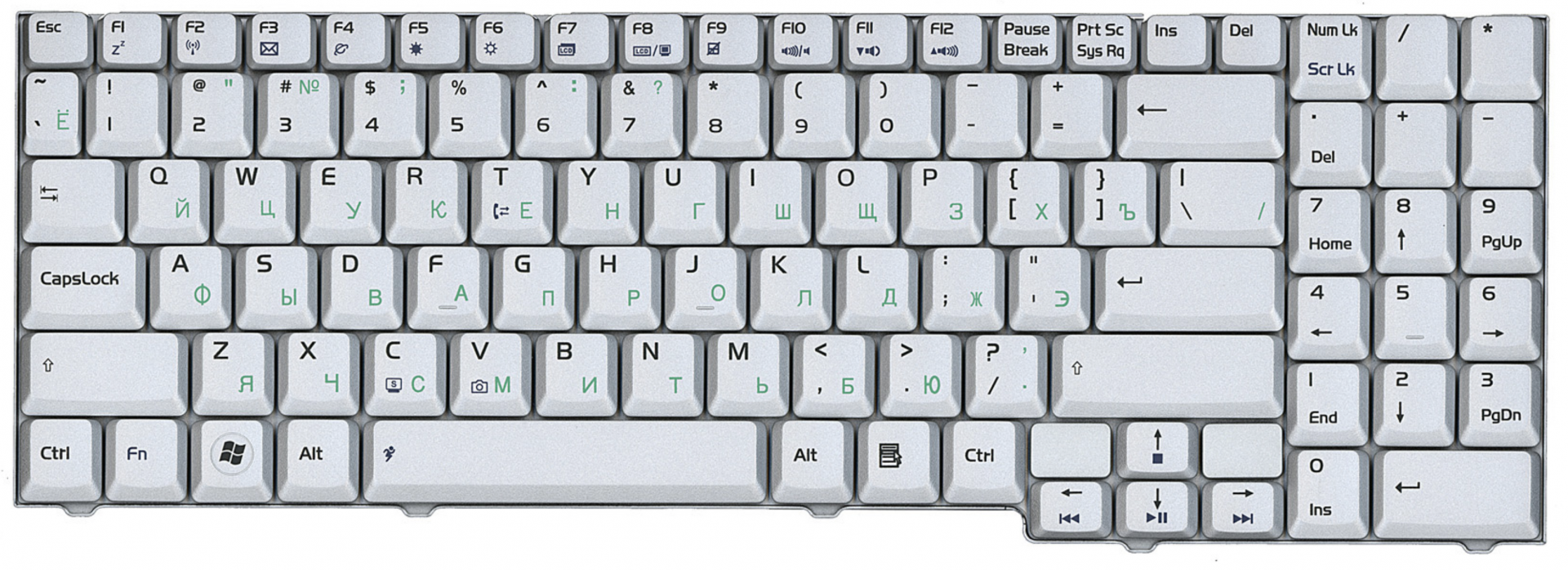 Клавиатура ASUS M50 серебристая, OEM