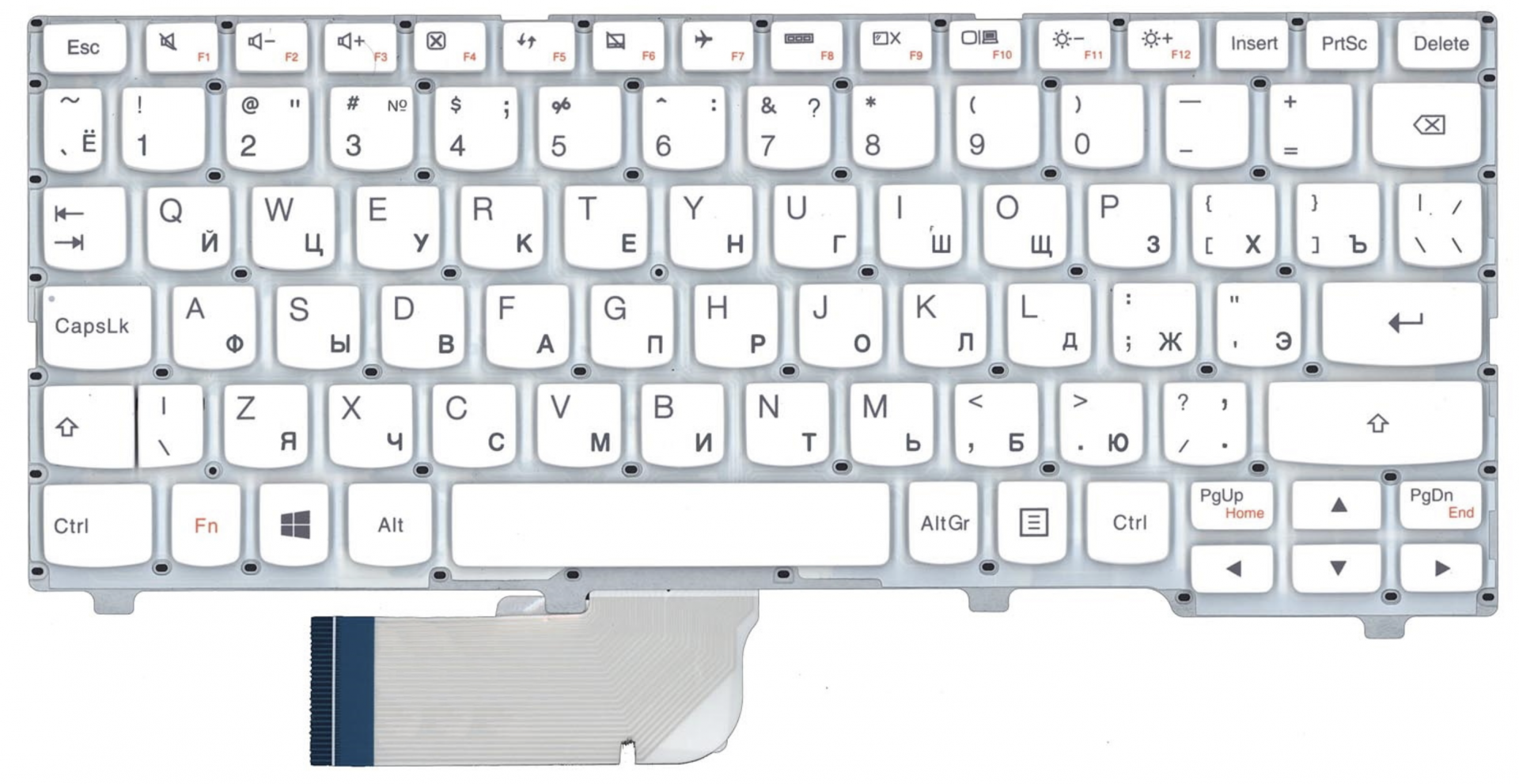 Клавиатура Lenovo Ideapad 100S-11IBY белая, без рамки, OEM