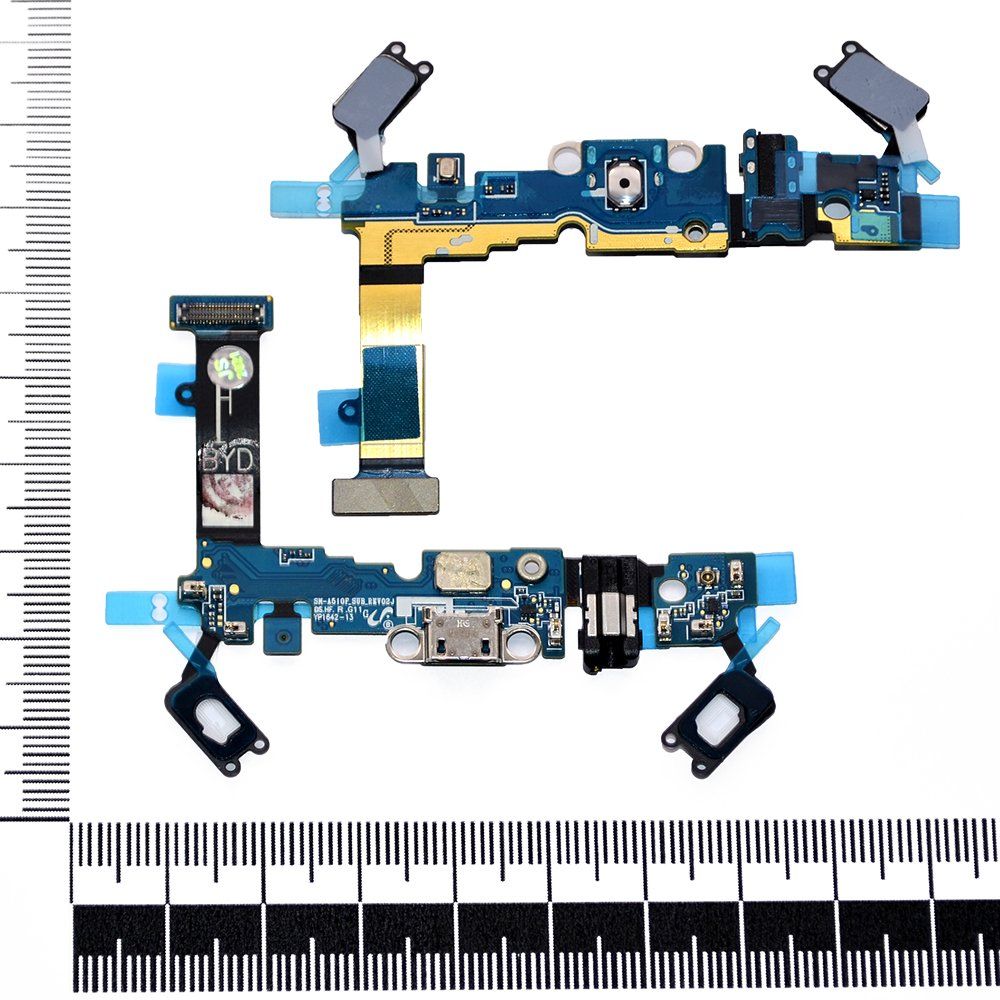 Шлейф (плата) Samsung SM-A510F/Galaxy A5 + сист разъем + разъем гарн + микр + кн "Home" orig Factory
