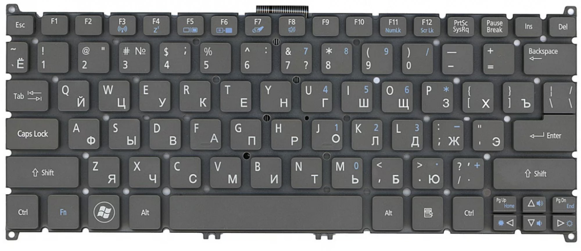 Клавиатура Acer Aspire S3-391 серая, OEM