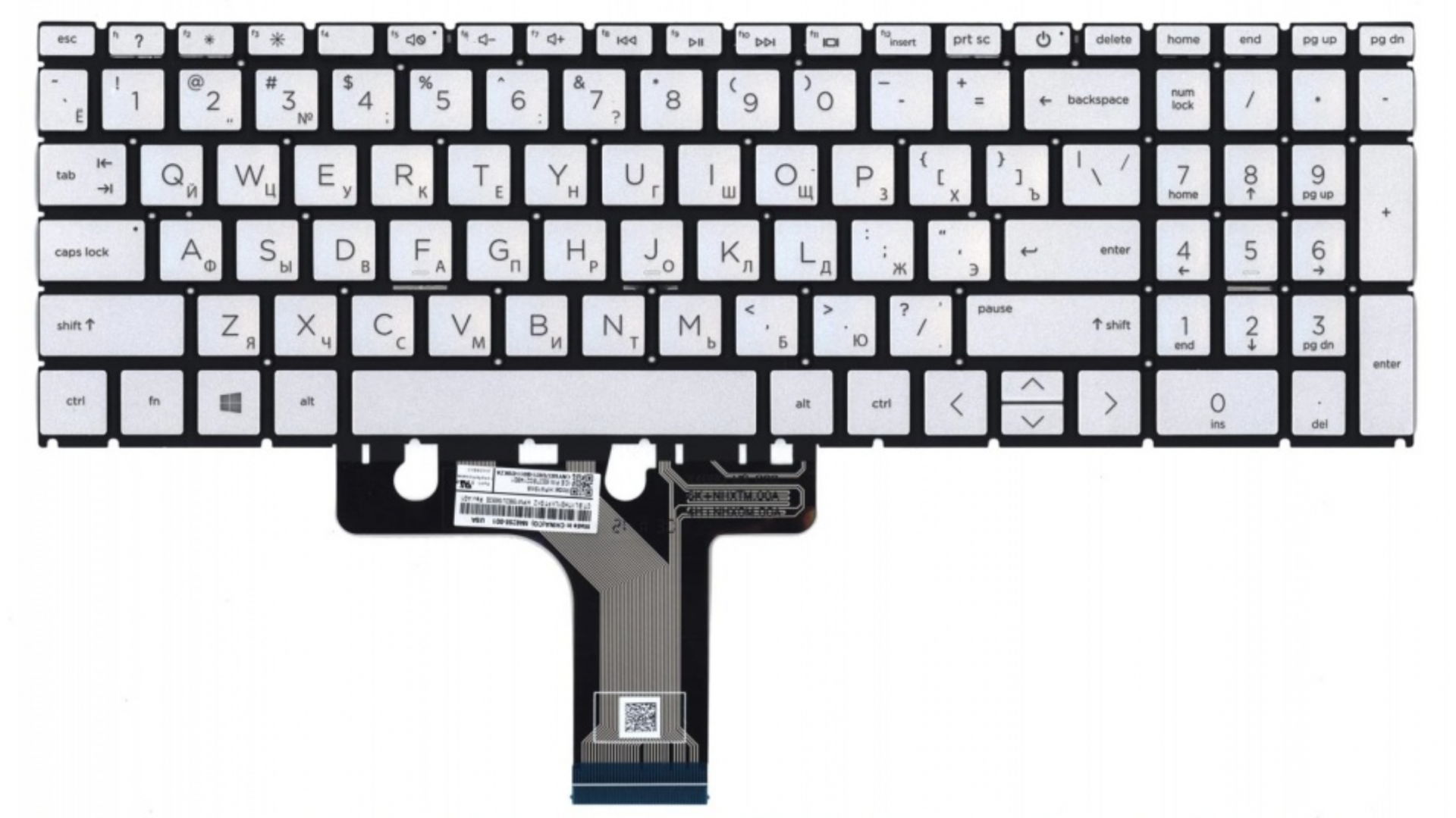 Клавиатура HP Pavilion 15-EH серебристая, OEM