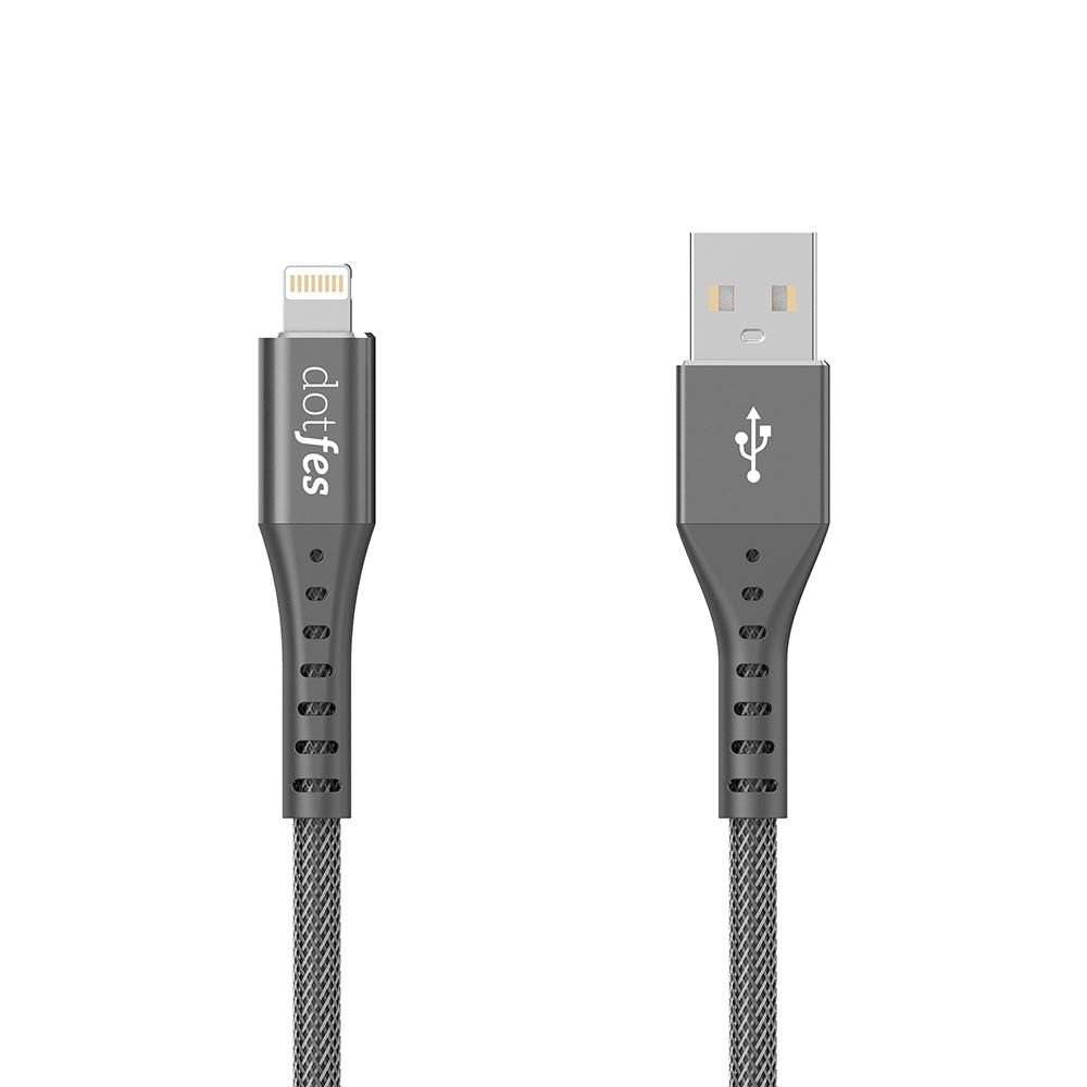 Кабель USB - Lightning 8-pin DOTFES A08 Durable Nylon Braided черный (1м)