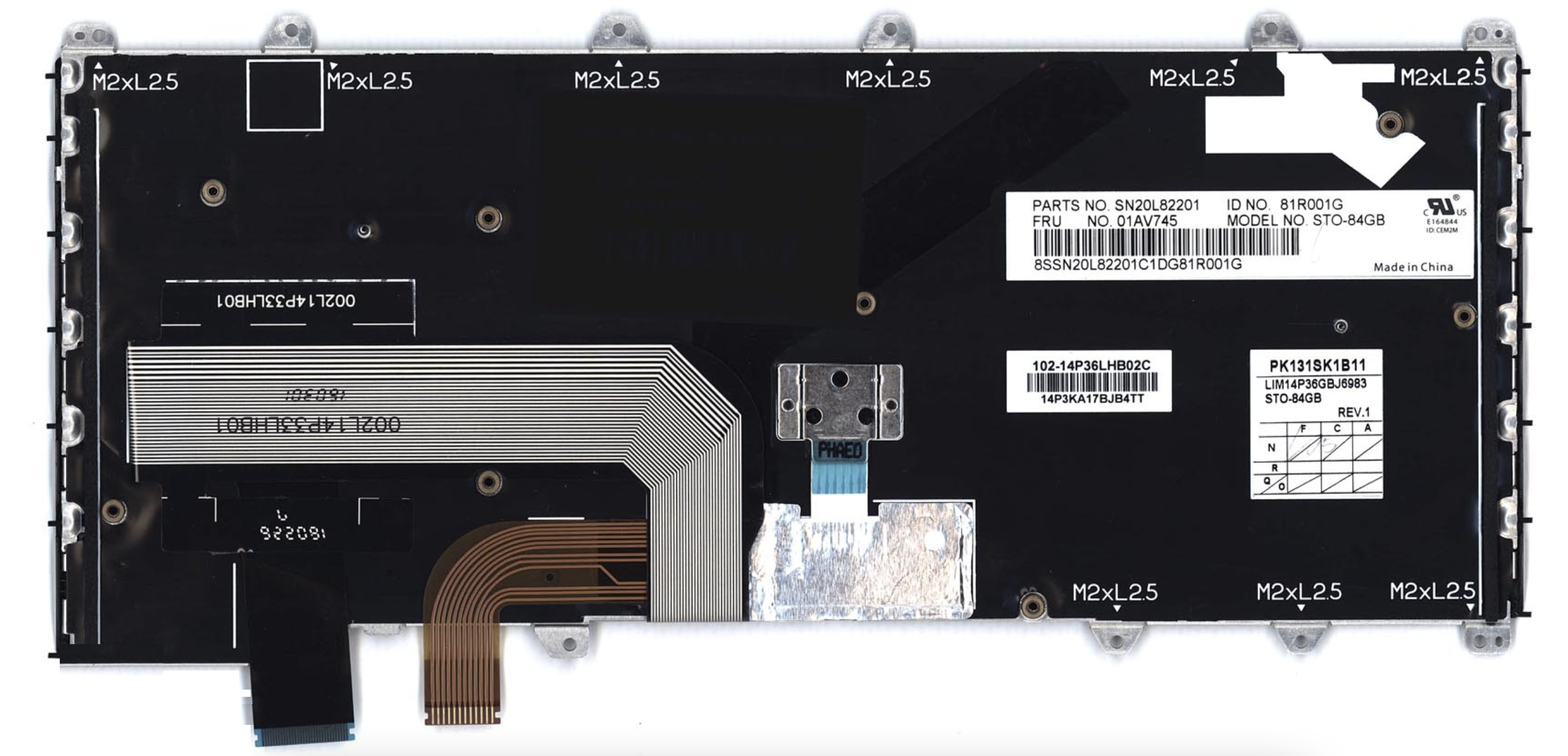 Клавиатура Lenovo Thinkpad X380 с подсветкой, OEM