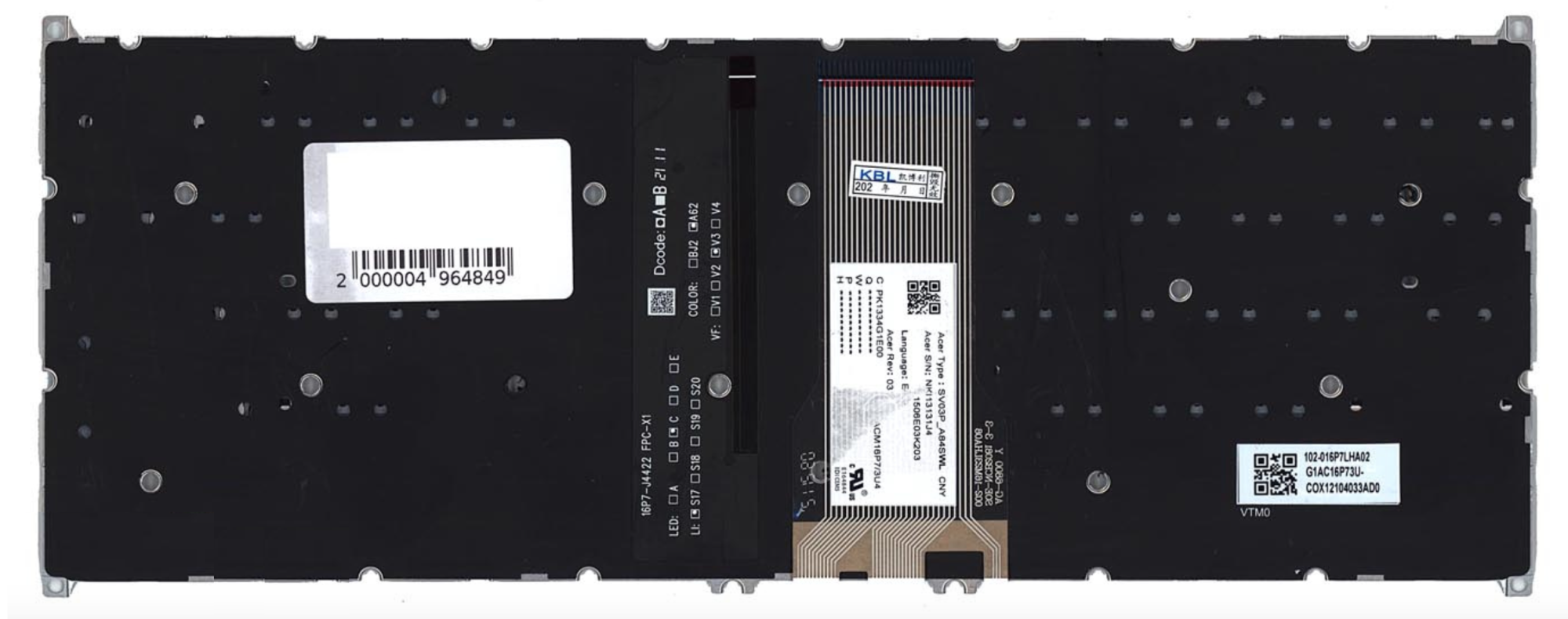 Клавиатура Acer Swift 3 SF313-51 серебристая, с подсветкой, OEM